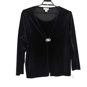 Notations Velvet Twinset Sweater Bling 2X Y2K Heart Goth Holiday Party NWT Heart